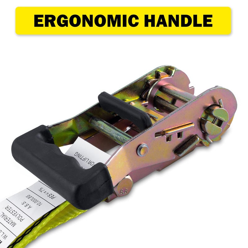 Autofonder 4pcs 1-1/2 x 15 ft Heavy Duty Ratchet Cargo Tie Down Straps 3 000 LBS Break Strength Tie-Down Ratcheting Straps Wire Hook Ends  J-Hook Ratchet Strap TieDowns - Image 5